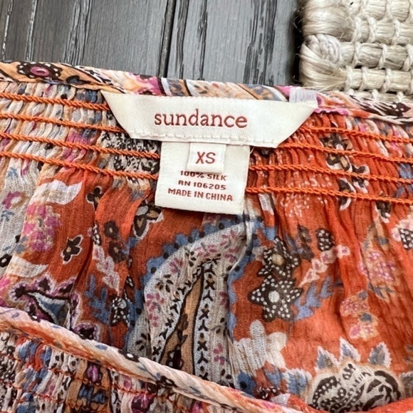 Sundance Silk Semi See Trough Silk Paisley Button Up Blouse - Picture 9 of 11